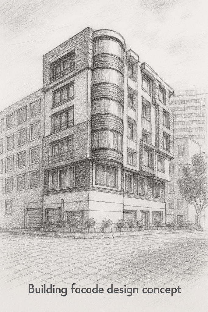 apartman cephe tasarımı konsepti mimari eskiz ile Ön tasarım süreci yedİtaŞ mİmarlik