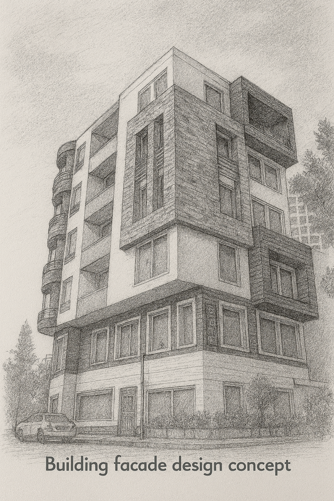 modern apartman cephe tasarımı mimari eskiz ile konsept geliştirme yedİtaŞ mİmarlik