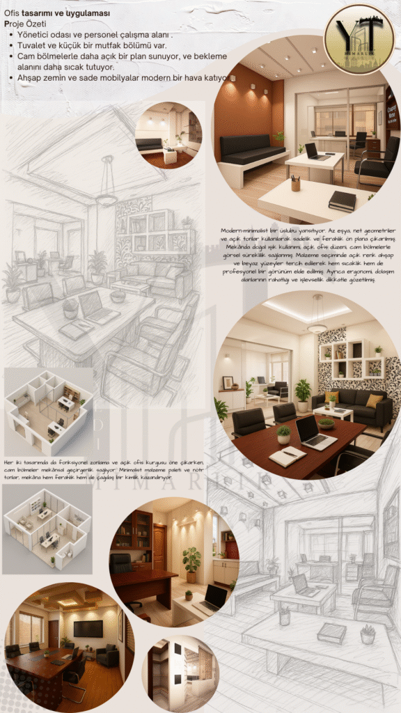 modern minimalist ofis tasarımı ve uygulaması 3d render ve mimari eskizler yeditaş mimarlık