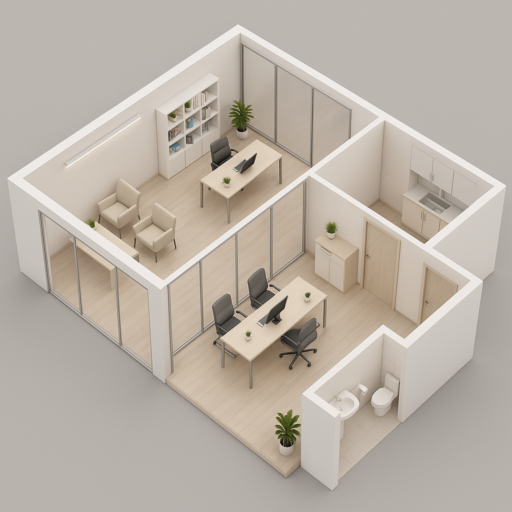 modern ofis planı minimalist 3d kat planı ve İç mekan tasarımı yeditaş mimarlık