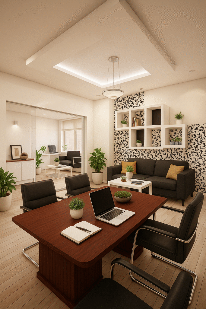 modern ofis tasarımı minimalist toplantı ve bekleme alanı 3d render yeditaş mimarlık
