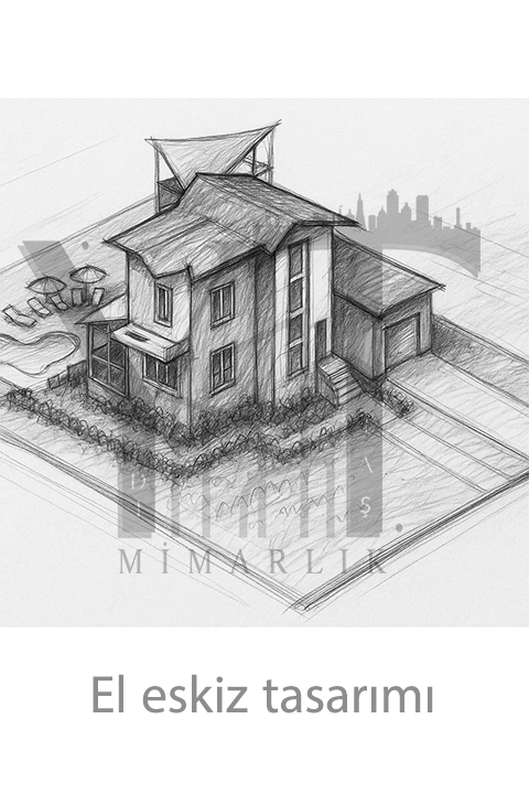 modern villa el eskiz tasarımı mimari Çizim yeditaş mimarlık