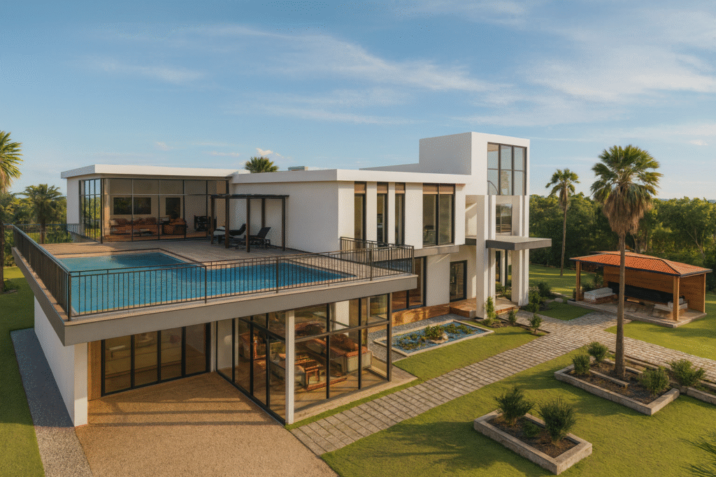 Çatı katında havuzlu lüks villa tasarımı yedi taş mimarlık