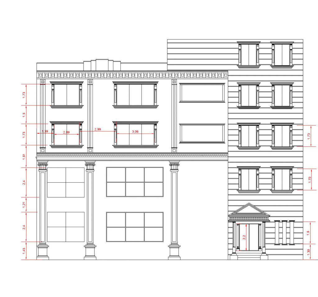 klasik cephe tasarımı autocad mimari Çizim yeditaş mimarlık proje2