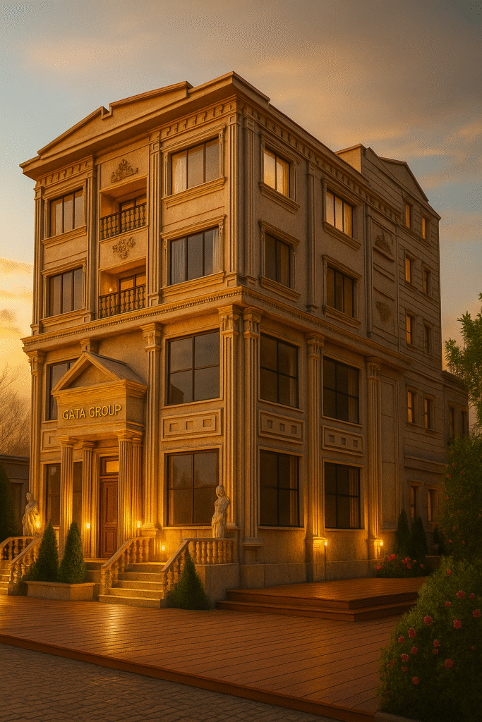 klasik tarz lüks konut – akşam işığında mimari render yeditaş mimarlık