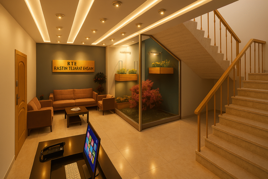 lobi tasarımı – modern karşılama alanı ve doğal dokunuşlar