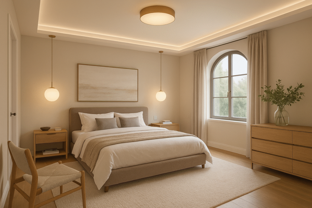 minimalist ve huzurlu yatak odası tasarımı yeditaş mimarlık