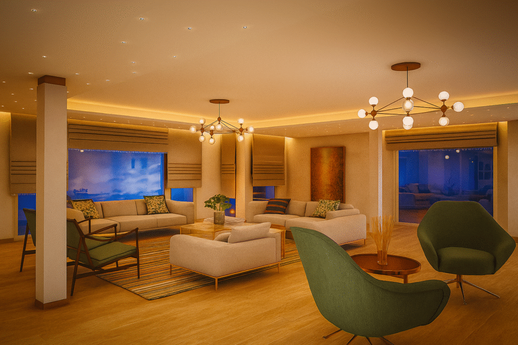 modern lüks oturma odası ve rahat salon dekorasyonu yeditaş mimarlık