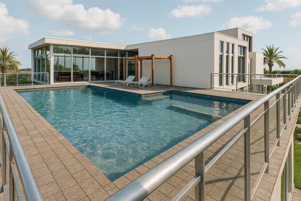 modern teras havuzlu villa tasarımı yedi taş mimarlık