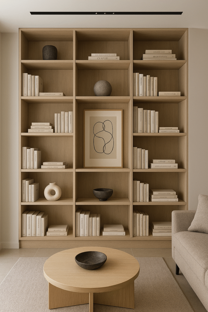 modern ahşap kitaplık tasarımı yeditaş mimarlık