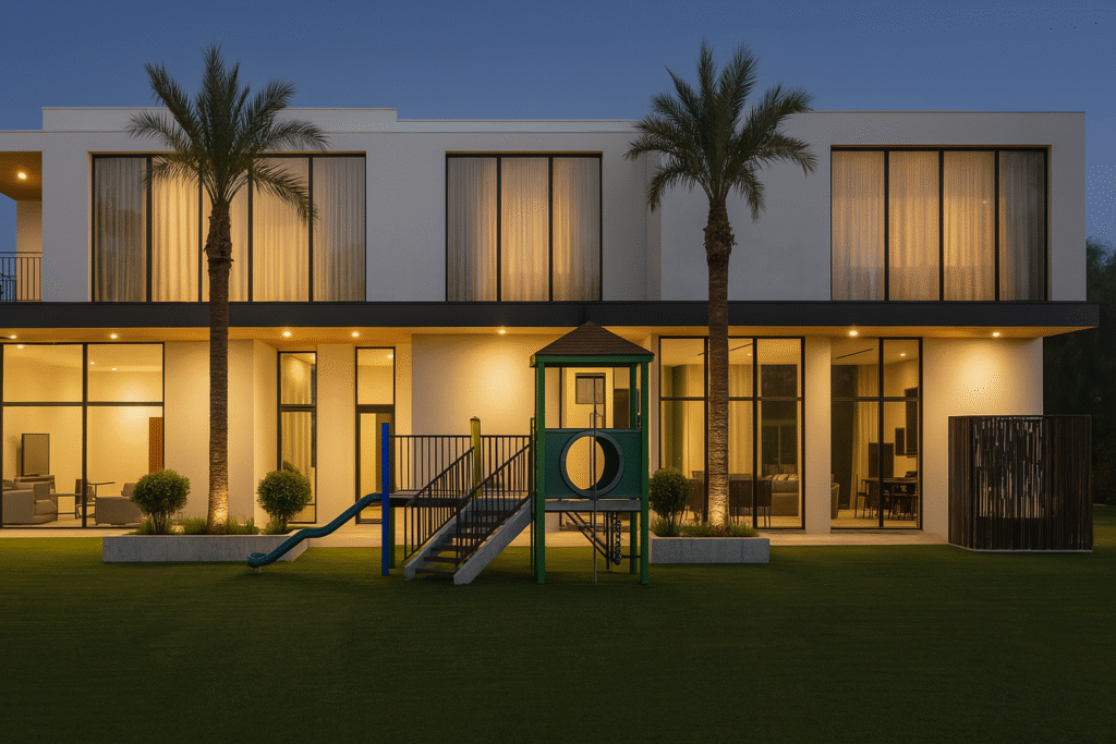 oyun alanlı modern aile villası tasarımı yedi taş mimarlık