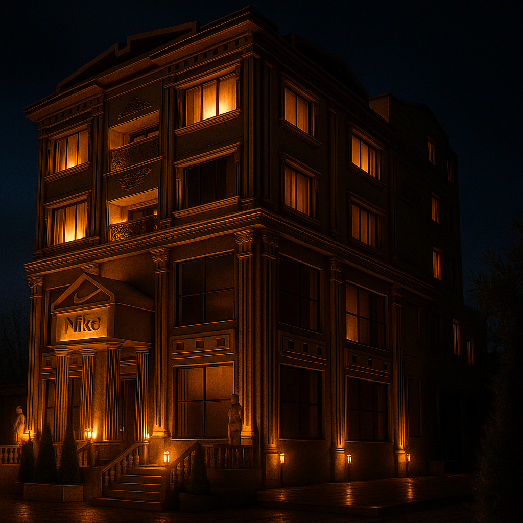 profesyonel 3d render ile gece görünümü yeditaş mimarlık