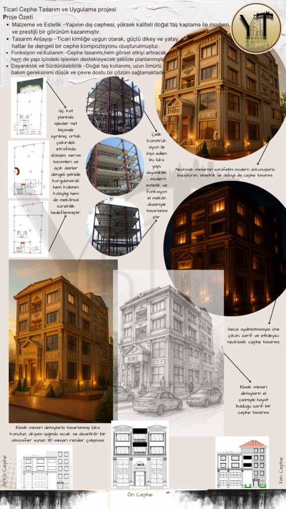 Ticari plan ve cephe tasarımı yeditaş mimarlık